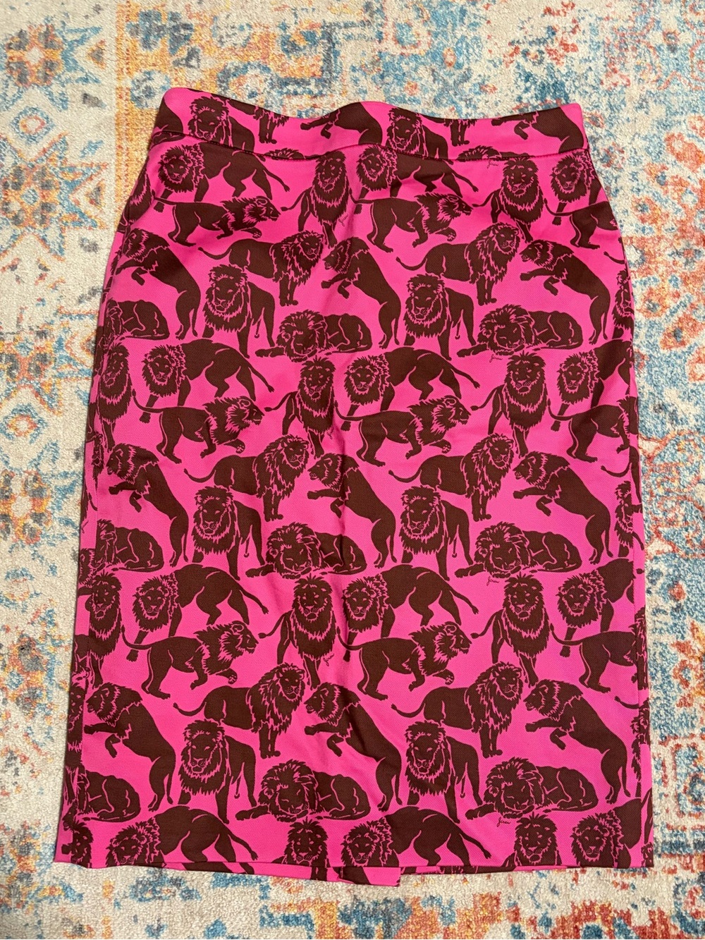 J.Crew No. 2 pink lion print cotton pencil skirt